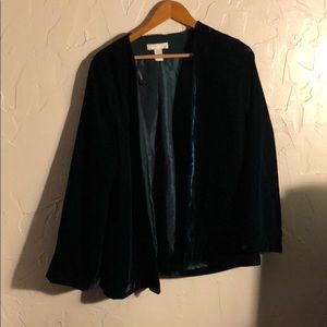 HM Green velvet open front blazer/kimono